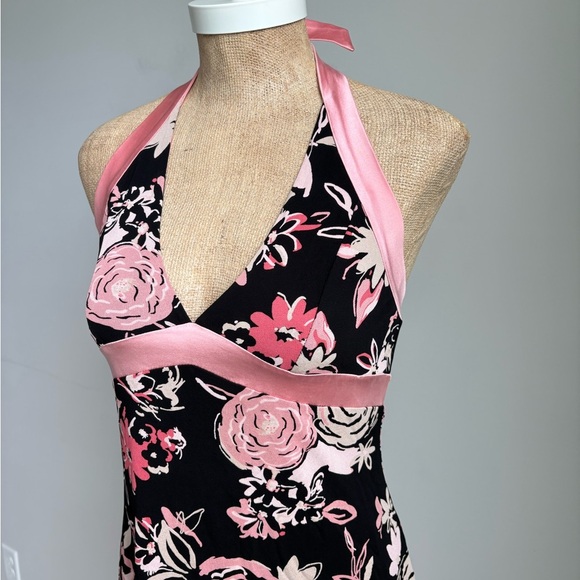 Bebe Black & Pink Floral Dress Y2K Size Medium - Picture 4 of 13